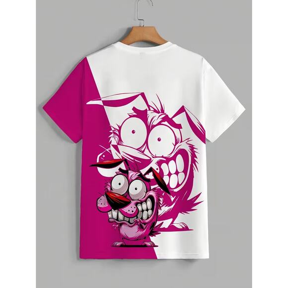 Courage the Cowardly Dog Pink/White Tee Shirt S, M, L, XL, XXL - Picture 5 of 6